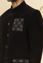 Load image into Gallery viewer, Black Velvet Jodhpuri Suit