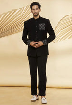Load image into Gallery viewer, Black Velvet Jodhpuri Suit