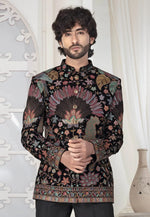 Load image into Gallery viewer, Black Velvet Jodhpuri Suit