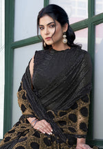 Load image into Gallery viewer, Black Velvet Saree With Blouse