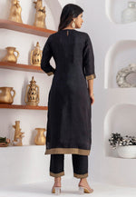 Load image into Gallery viewer, Black Viscose Jacquard Readymade Pant Style Suit