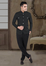 Load image into Gallery viewer, Black Viscose Jodhpuri Suit