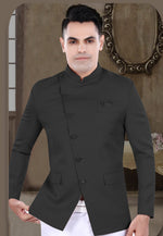 Load image into Gallery viewer, Black Viscose Jodhpuri Suit