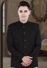 Load image into Gallery viewer, Black Viscose Jodhpuri Suit