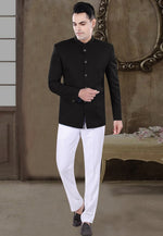 Load image into Gallery viewer, Black Viscose Jodhpuri Suit
