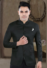 Load image into Gallery viewer, Black Viscose Jodhpuri Suit
