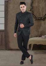 Load image into Gallery viewer, Black Viscose Jodhpuri Suit