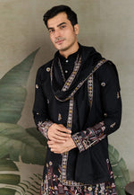 Load image into Gallery viewer, Black Viscose Kurta Pajama With Stole
