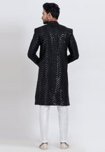 Load image into Gallery viewer, Black Viscose Rayon Indo Western Suit