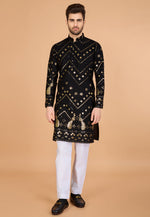 Load image into Gallery viewer, Black Viscose Rayon Kurta Pajama