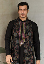 Load image into Gallery viewer, Black Viscose Rayon Kurta Pajama With Stole