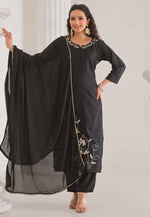Load image into Gallery viewer, Black Viscose Rayon Readymade Pakistani Suit