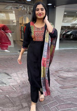 Load image into Gallery viewer, Black Viscose Readymade Pakistani Suit