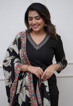 Load image into Gallery viewer, Black Viscose Readymade Pakistani Suit