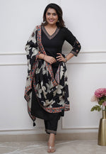 Load image into Gallery viewer, Black Viscose Readymade Pakistani Suit