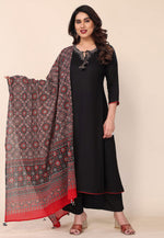 Load image into Gallery viewer, Black Viscose Readymade Palazzo Suit