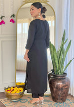 Load image into Gallery viewer, Black Viscose Readymade Pant Style Suit