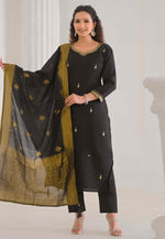 Load image into Gallery viewer, Black Viscose Readymade Pant Style Suit