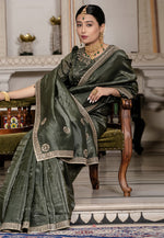 Load image into Gallery viewer, Black Viscose Saree With Blouse