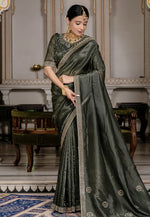 Load image into Gallery viewer, Black Viscose Saree With Blouse