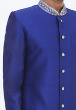 Load image into Gallery viewer, Blue Art Silk Indo Western Sherwani