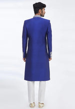 Load image into Gallery viewer, Blue Art Silk Indo Western Sherwani