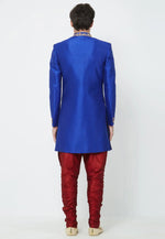 Load image into Gallery viewer, Blue Art Silk Indo Western Sherwani