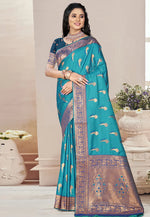 Load image into Gallery viewer, Blue Art Silk Saree With Blouse