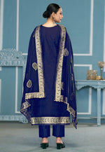 Load image into Gallery viewer, Blue Banarasi Pakistani Suit