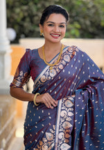 Load image into Gallery viewer, Blue Banarasi Silk Saree