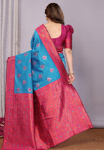 Load image into Gallery viewer, Blue Banarasi Silk Saree With Blouse