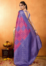 Load image into Gallery viewer, Blue Brocade Silk Saree With Blouse