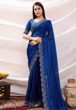 Load image into Gallery viewer, Blue Chiffon Saree With Blouse