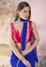 Load image into Gallery viewer, Blue Chiffon Saree With Blouse