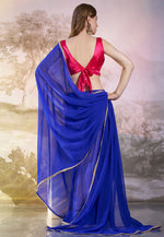 Load image into Gallery viewer, Blue Chiffon Saree With Blouse