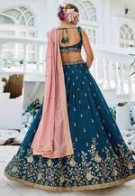 Load image into Gallery viewer, Blue Chiffon Wedding Lehenga Choli