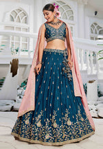 Load image into Gallery viewer, Blue Chiffon Wedding Lehenga Choli
