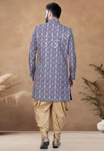 Load image into Gallery viewer, Blue Cotton Indo Western Suit