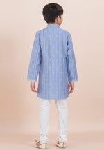 Load image into Gallery viewer, Blue Cotton Jacquard Kids Kurta Pajama