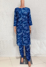 Load image into Gallery viewer, Blue Cotton Kurta Set With Pent