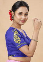 Load image into Gallery viewer, Blue Cotton Readymade Blouse