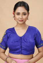 Load image into Gallery viewer, Blue Cotton Readymade Blouse