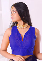 Load image into Gallery viewer, Blue Cotton Readymade Blouse