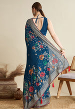 Load image into Gallery viewer, Blue Cotton Saree With Blouse
