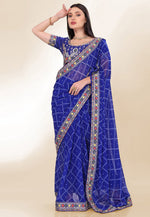 Load image into Gallery viewer, Blue Georgette Saree With Blouse