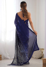 Load image into Gallery viewer, Blue Georgette Saree With Blouse