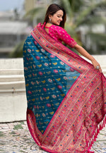 Load image into Gallery viewer, Blue Patola Silk Saree