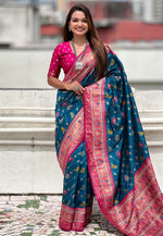 Load image into Gallery viewer, Blue Patola Silk Saree