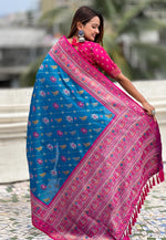 Load image into Gallery viewer, Blue Patola Silk Saree With Blouse