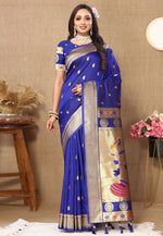 Load image into Gallery viewer, Blue Silk Paithani Saree